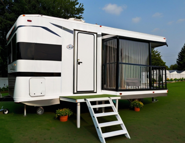 Portable folding container house with bathroom